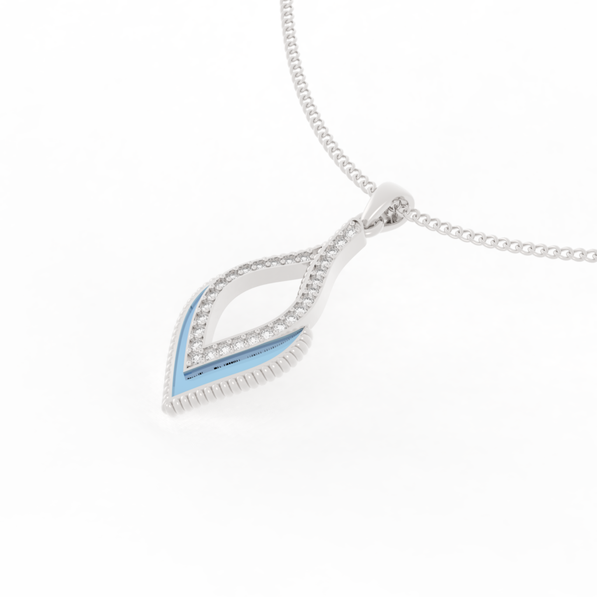 Eye Catching Tear Drop Charm With Chain, Hallmarked 925 Sterling Silver